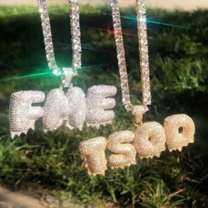 Custom Drip Bubble Letter Pendant Read Description